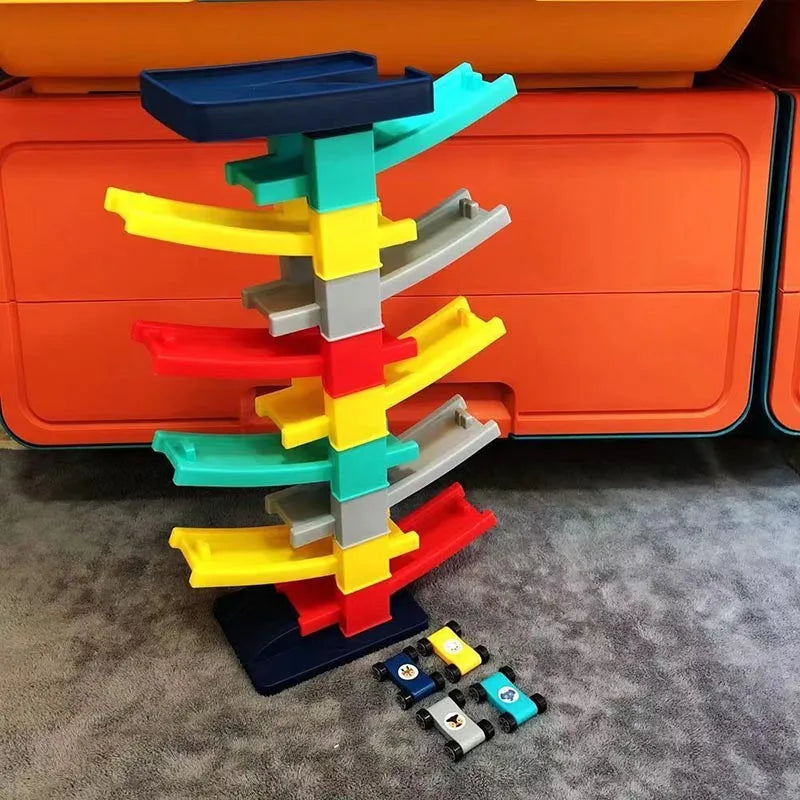 Race Track Ramp Toy – Gliding Car Rail Set for Kids